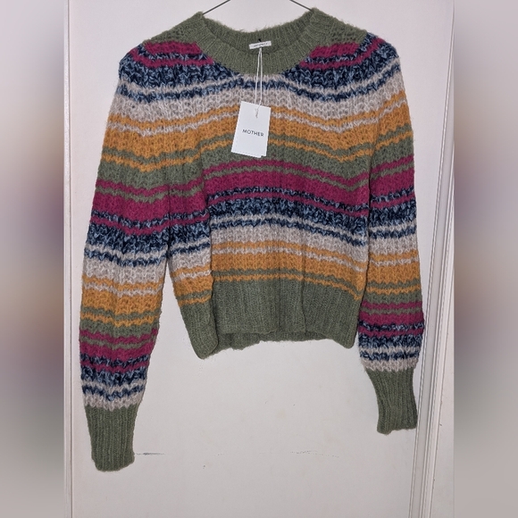 Mother The Inset Puff Sleeve Jumper Sweater Size Small NWT Tripped Up - Picture 2 of 5